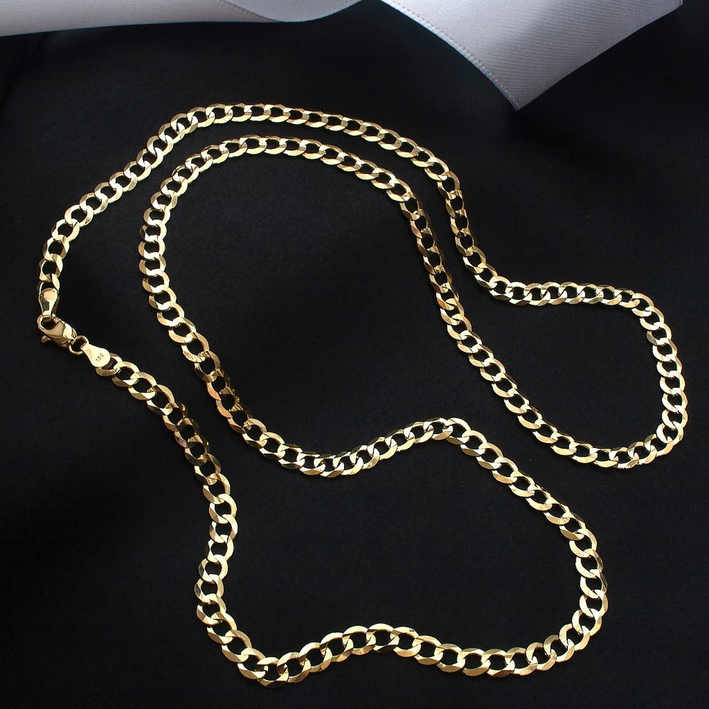 Real 10K Gold 24" Cuban Chain Appraised $2000 High End Solid 10K Gold Curb Chain